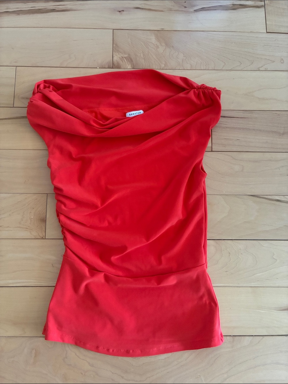 Babaton Vibrant Red Strapless Draped Top